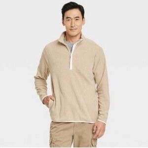 Goodfellow & Co. Men's Brown Polar Fleece Half-zip Sweatshirt